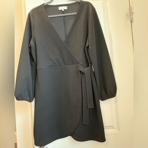 Madewell Charcoal Long Sleeve Wrap Dress